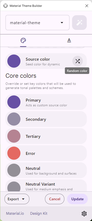 Figma Material Theme Builder Source Color Random Light