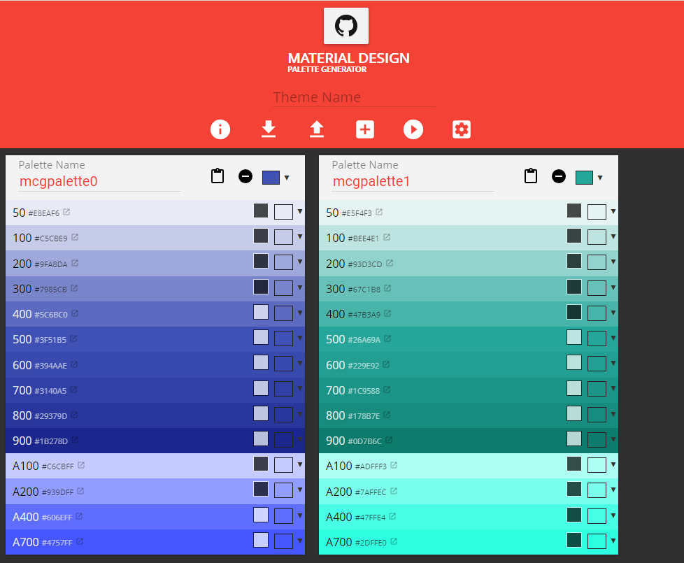 Material design store color palette